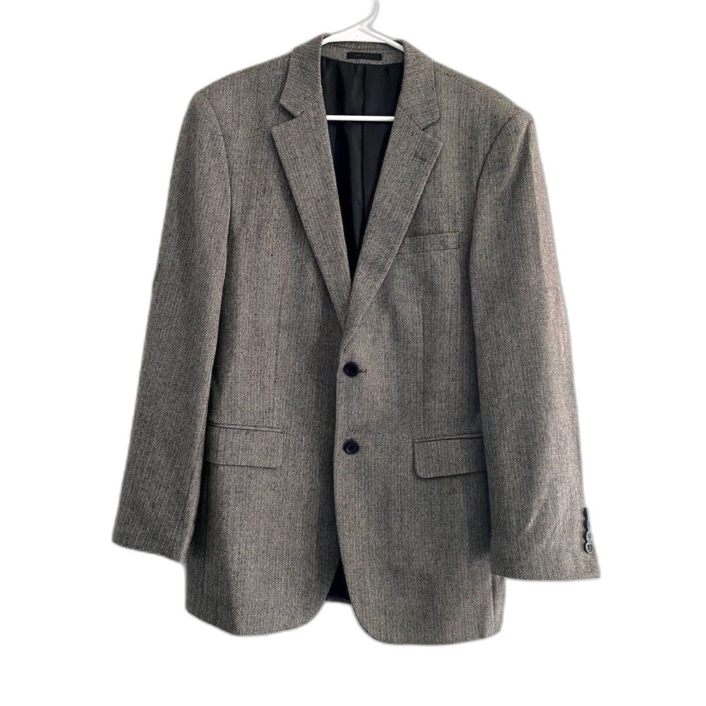 Andrew Fezza Signature Collection Blazer Lambswool Herringbone Gray Size 38R - Picture 1 of 5